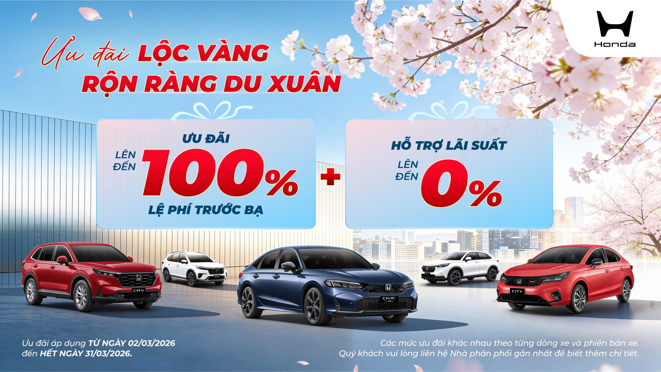 Chương trình ƯU ĐÃI GIÁ XE áp dụng cho nhiều dòng sản phẩm chủ lực như City, CR-V, BR-V, HR-V và đặc biệt là Civic e:HEV RS