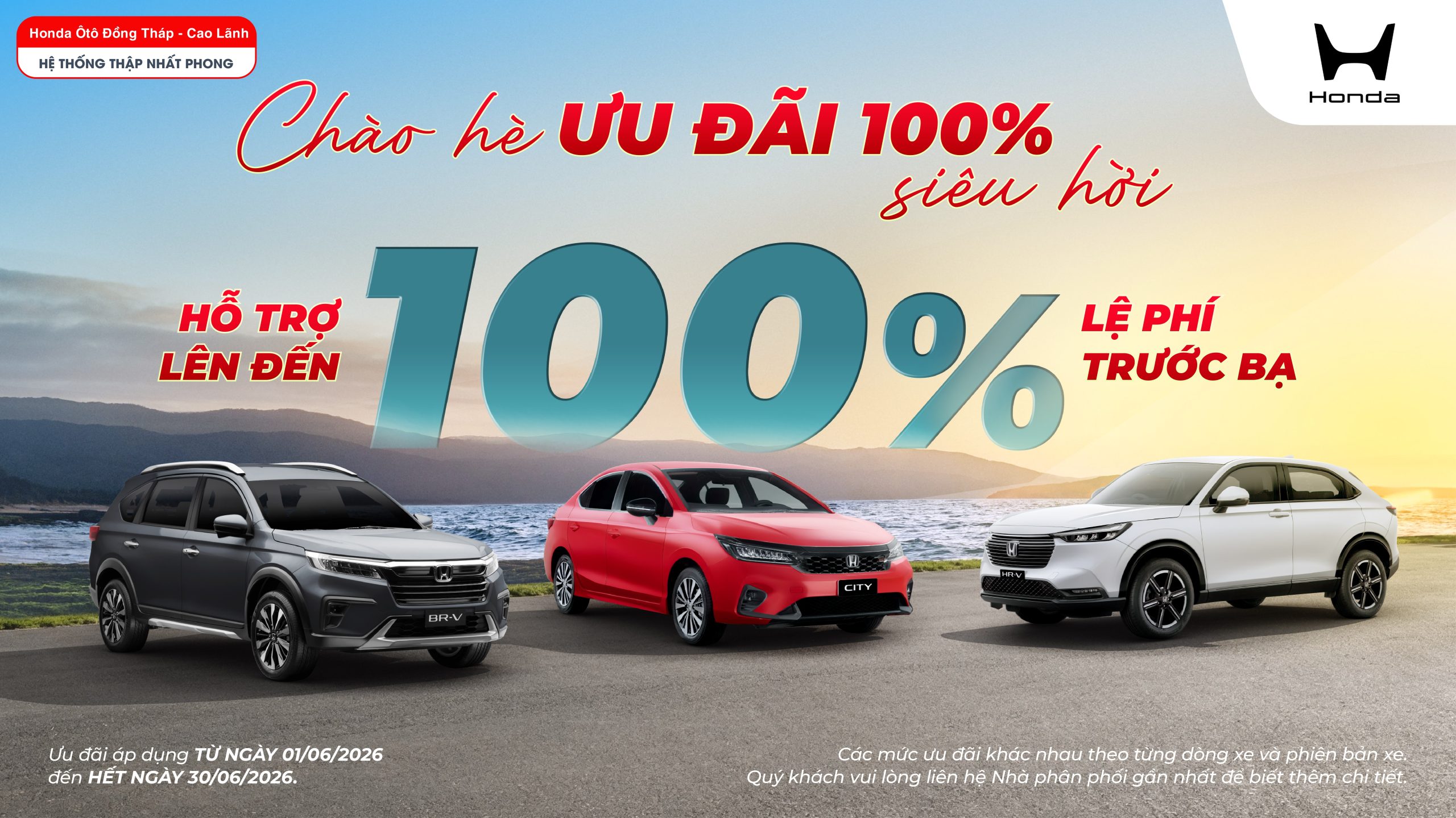HONDA TẶNG 100% LỆ PHÍ TRƯỚC BẠ cho Honda City cùng nhiều ưu đãi hấp dẫn tháng 6/2026