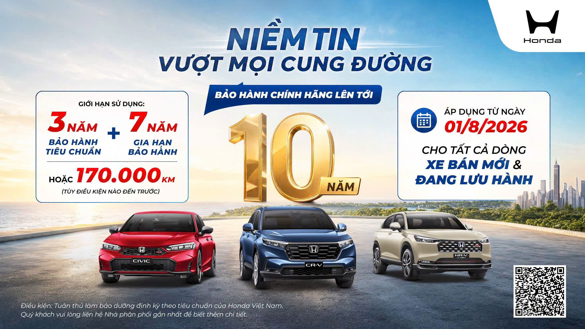 Honda Việt Nam triển khai chương trình bảo hành chính hãng ô tô lên tới 10 năm